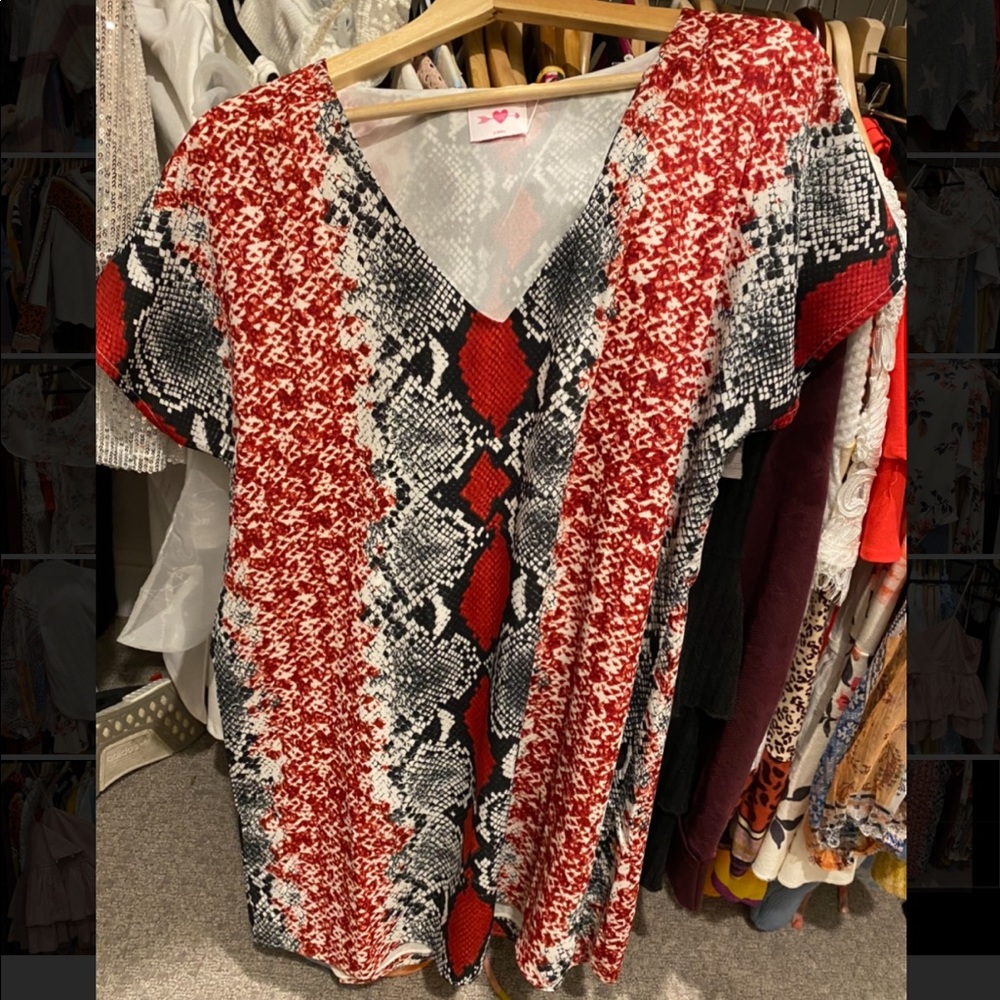Buddy Love red and black snakeskin shift dress